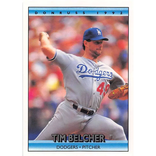 1992 Donruss #78 Tim Belcher NM-MT Los Angeles Dodgers Baseball Card Image 1