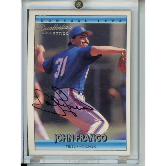 1992 Donruss Recollection Collection # John Franco Auto 5/66 New York Mets Baseball Card Image 1