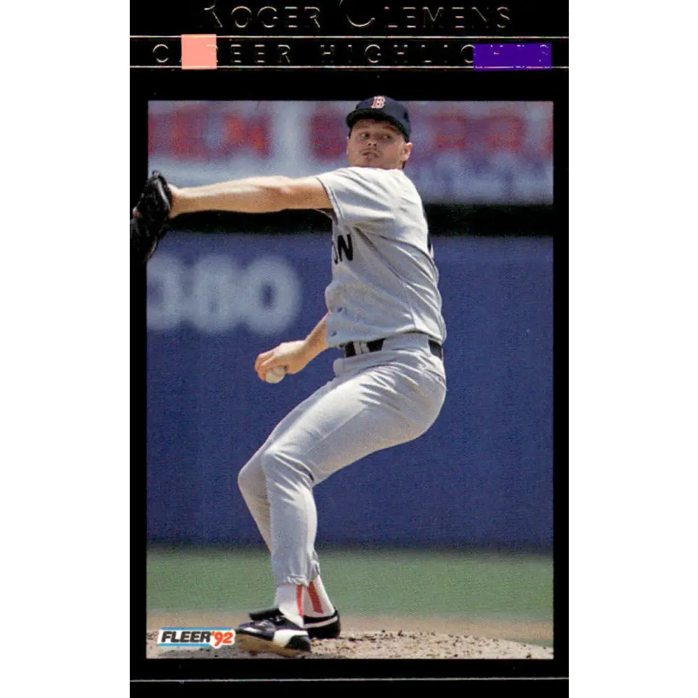 1992 Fleer #10 Roger Clemens EX/NM Boston Red Sox Baseball Card Image 1