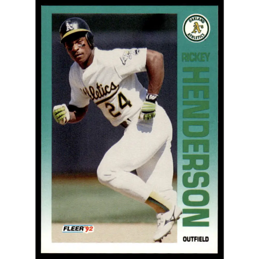 1992 Fleer #258 Rickey Henderson NM-MT Oakland Athletics Baseball Card Image 1
