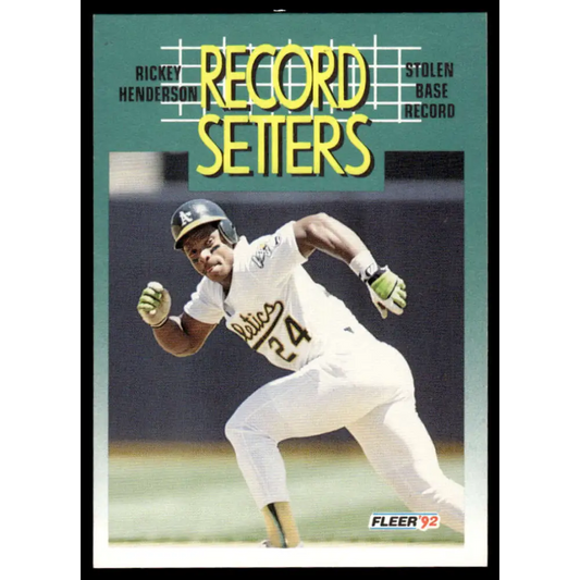 1992 Fleer #681 Rickey Henderson NM-MT Oakland Athletics Baseball Card Image 1