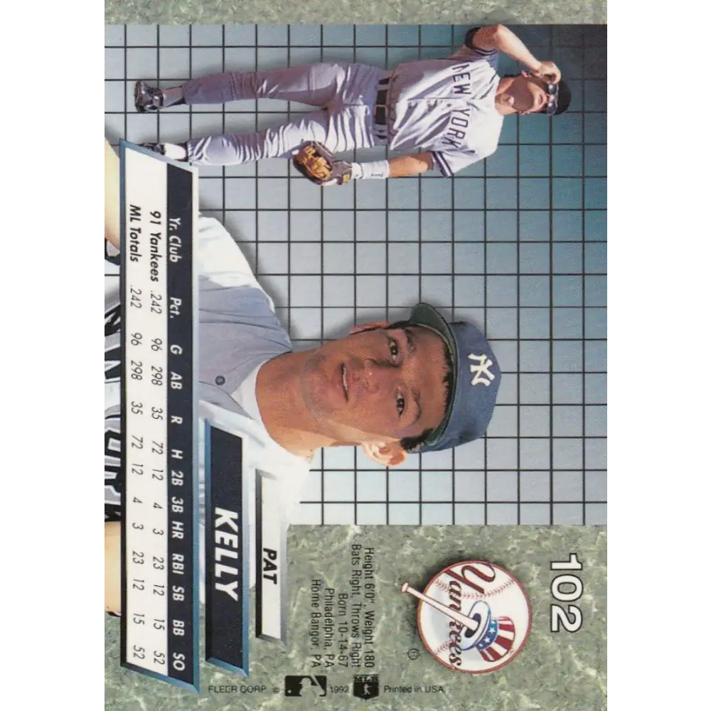 1992 Fleer Ultra #102 Pat Kelly NM-MT New York Yankees Baseball Card Image 2
