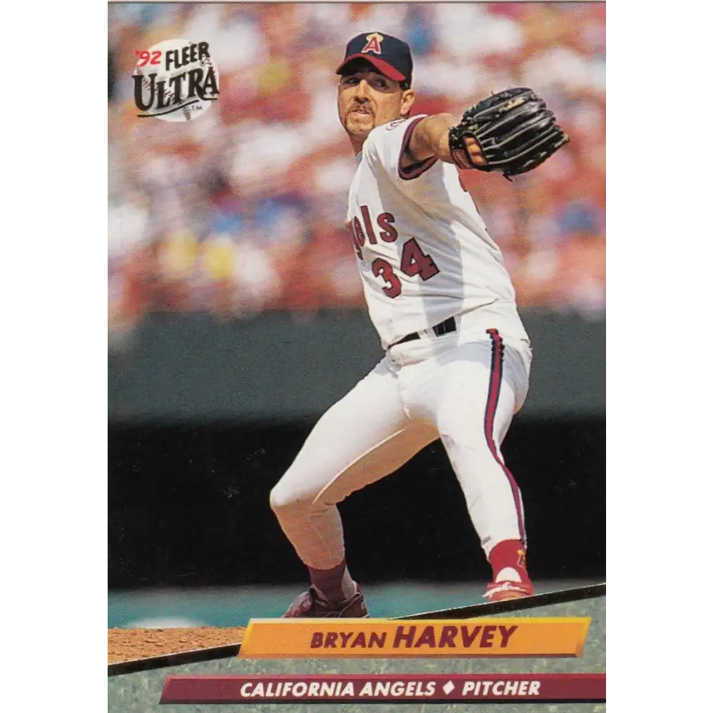 1992 Fleer Ultra #27 Bryan Harvey NM-MT California Angels Baseball Card Image 1