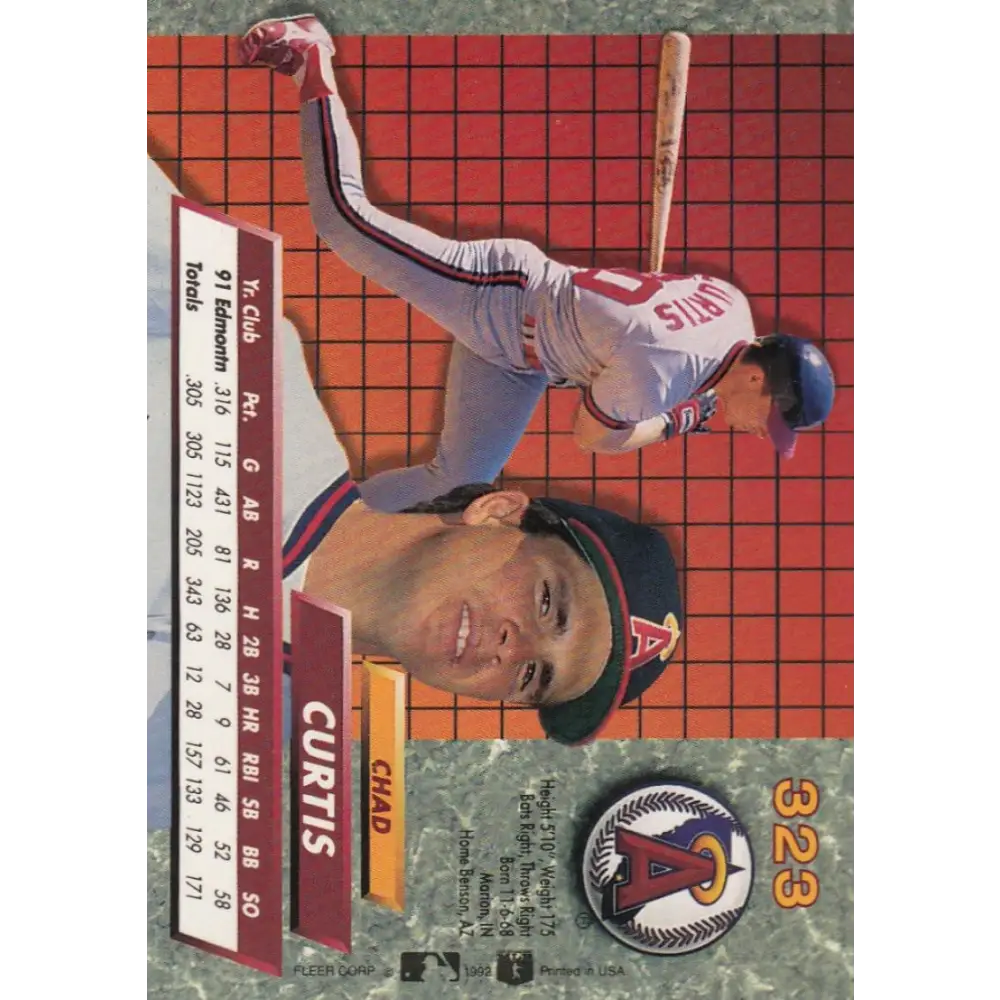 1992 Fleer Ultra #323 Chad Curtis NM-MT RC Rookie California Angels Baseball Card Image 2