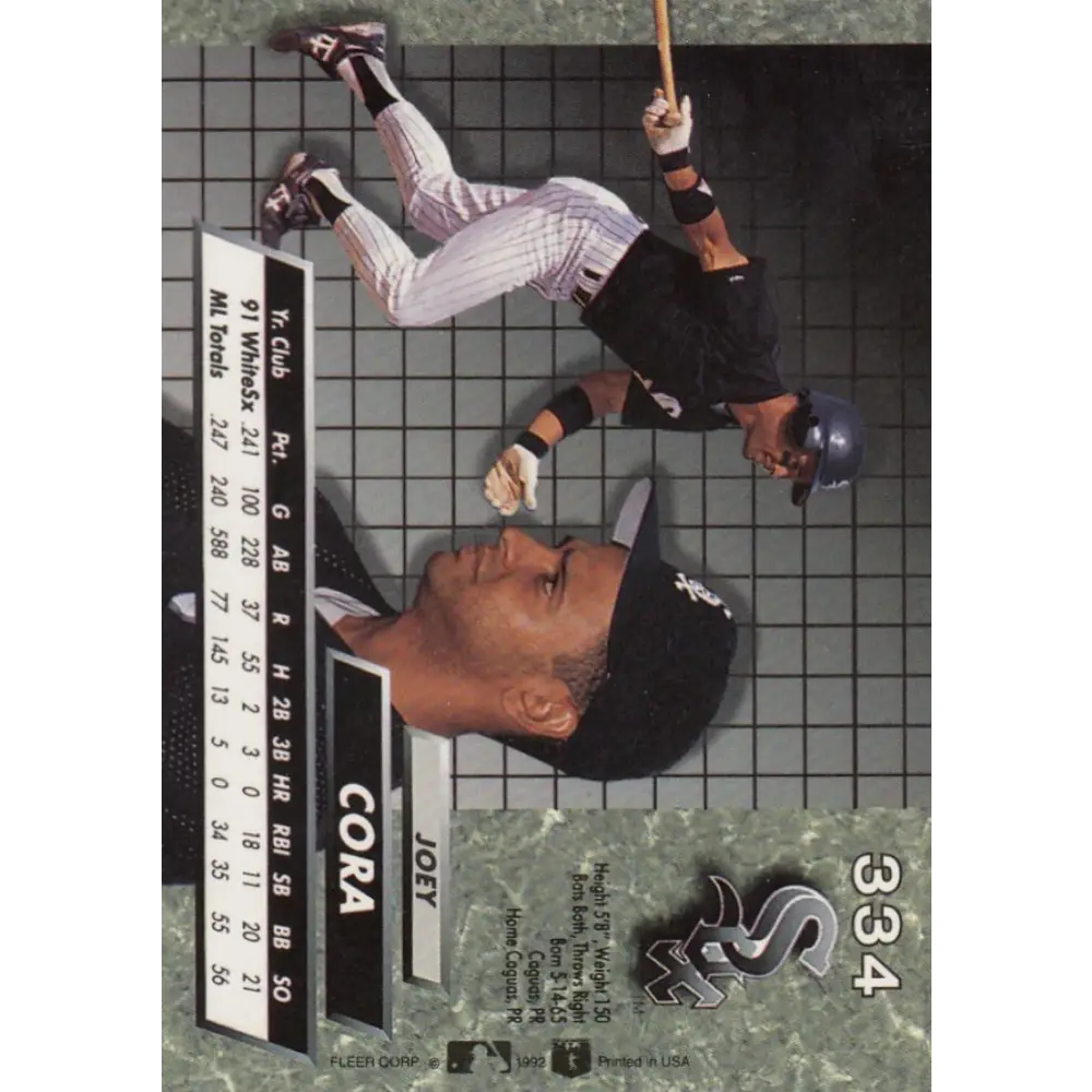1992 Fleer Ultra #334 Joey Cora NM-MT Chicago White Sox Baseball Card Image 2