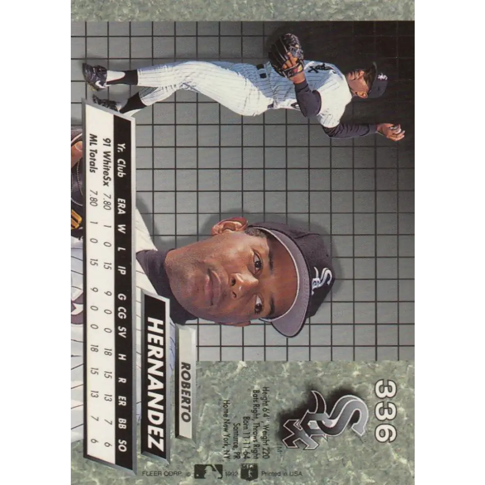 1992 Fleer Ultra #336 Roberto Hernandez NM-MT Chicago White Sox Baseball Card Image 2