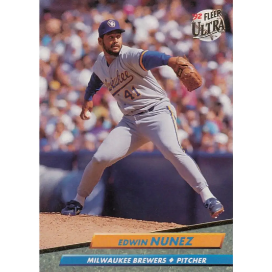 1992 Fleer Ultra #387 Edwin Nunez NM-MT Milwaukee Brewers Baseball Card Image 1
