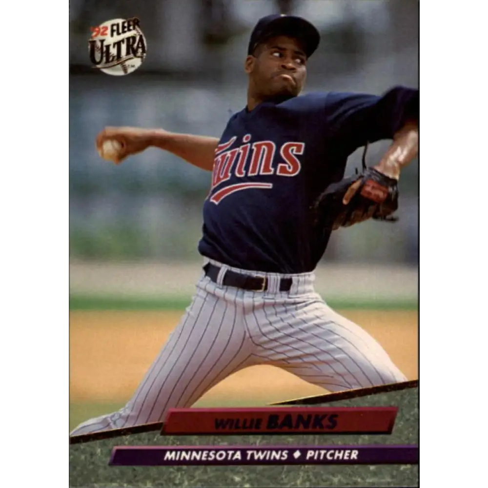 1992 Fleer Ultra #393 Willie Banks NM-MT Minnesota Twins Baseball Card Image 1