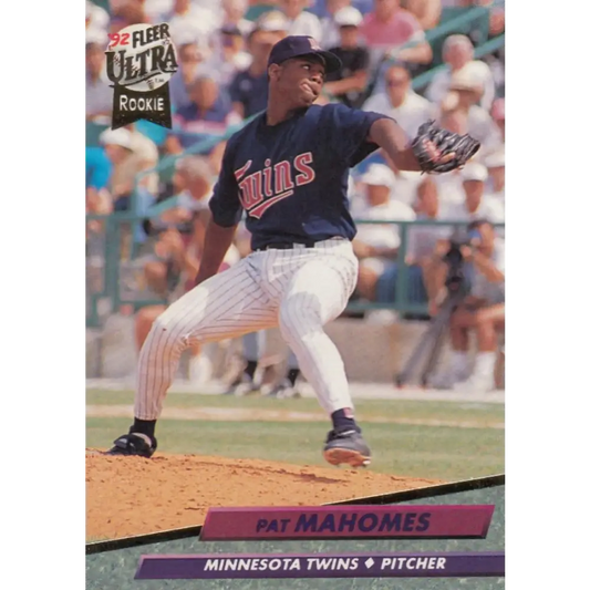 1992 Fleer Ultra #398 Pat Mahomes NM-MT RC Rookie Minnesota Twins Baseball Card Image 1
