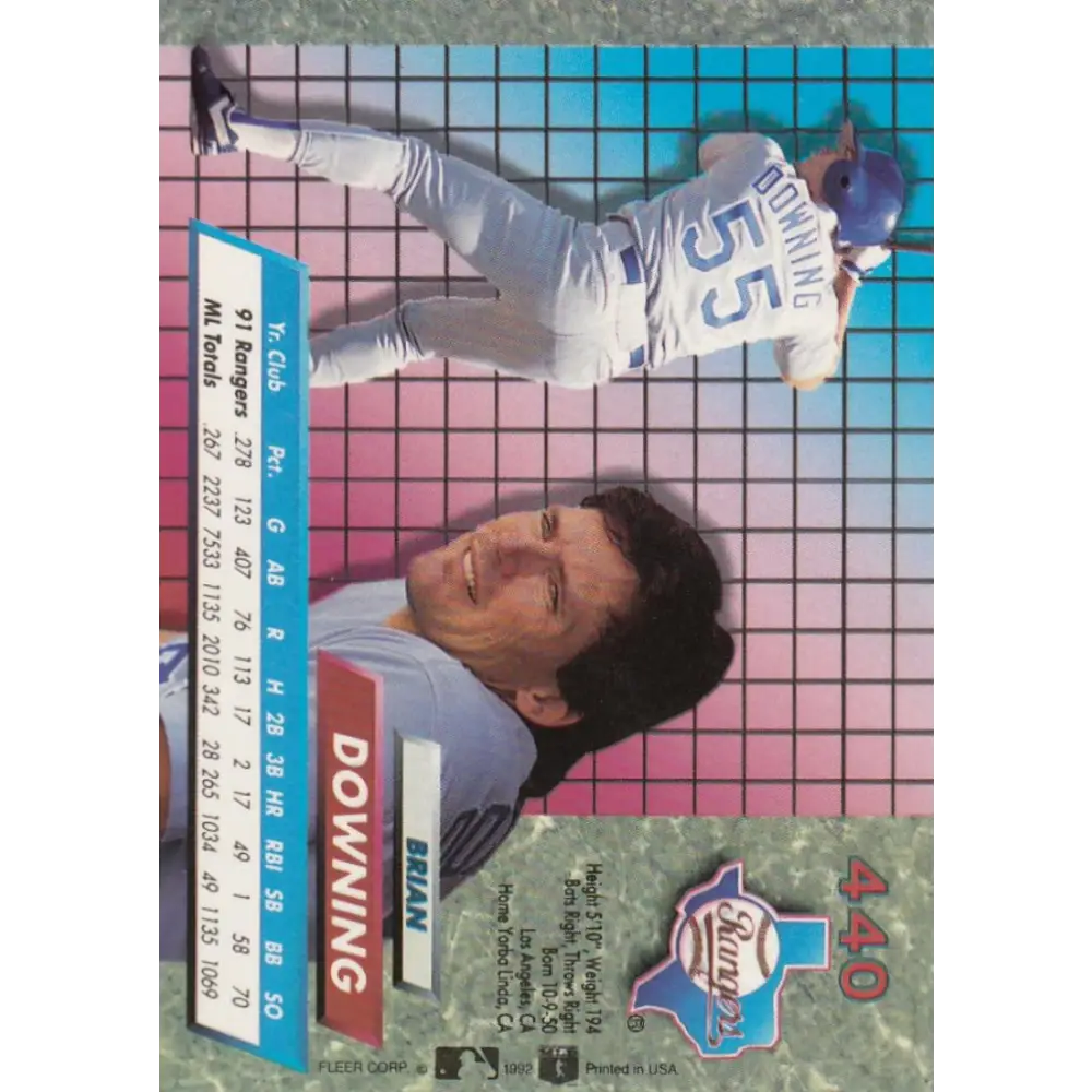1992 Fleer Ultra #440 Brian Downing NM-MT Texas Rangers Baseball Card Image 2