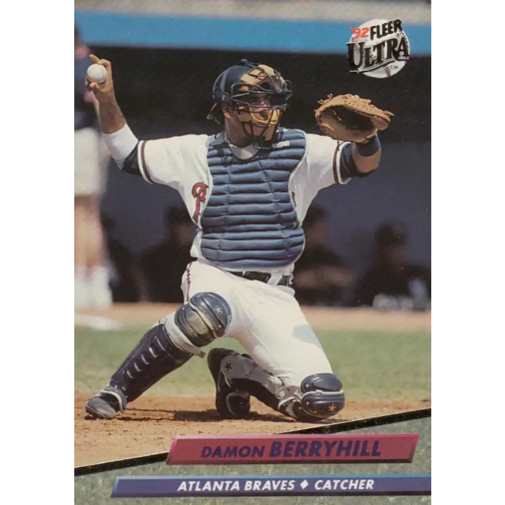 1992 Fleer Ultra #456 Damon Berryhill NM-MT Atlanta Braves Baseball Card Image 1