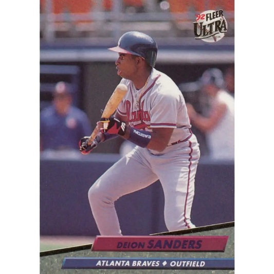 1992 Fleer Ultra #464 Deion Sanders NM-MT Atlanta Braves Baseball Card Image 1
