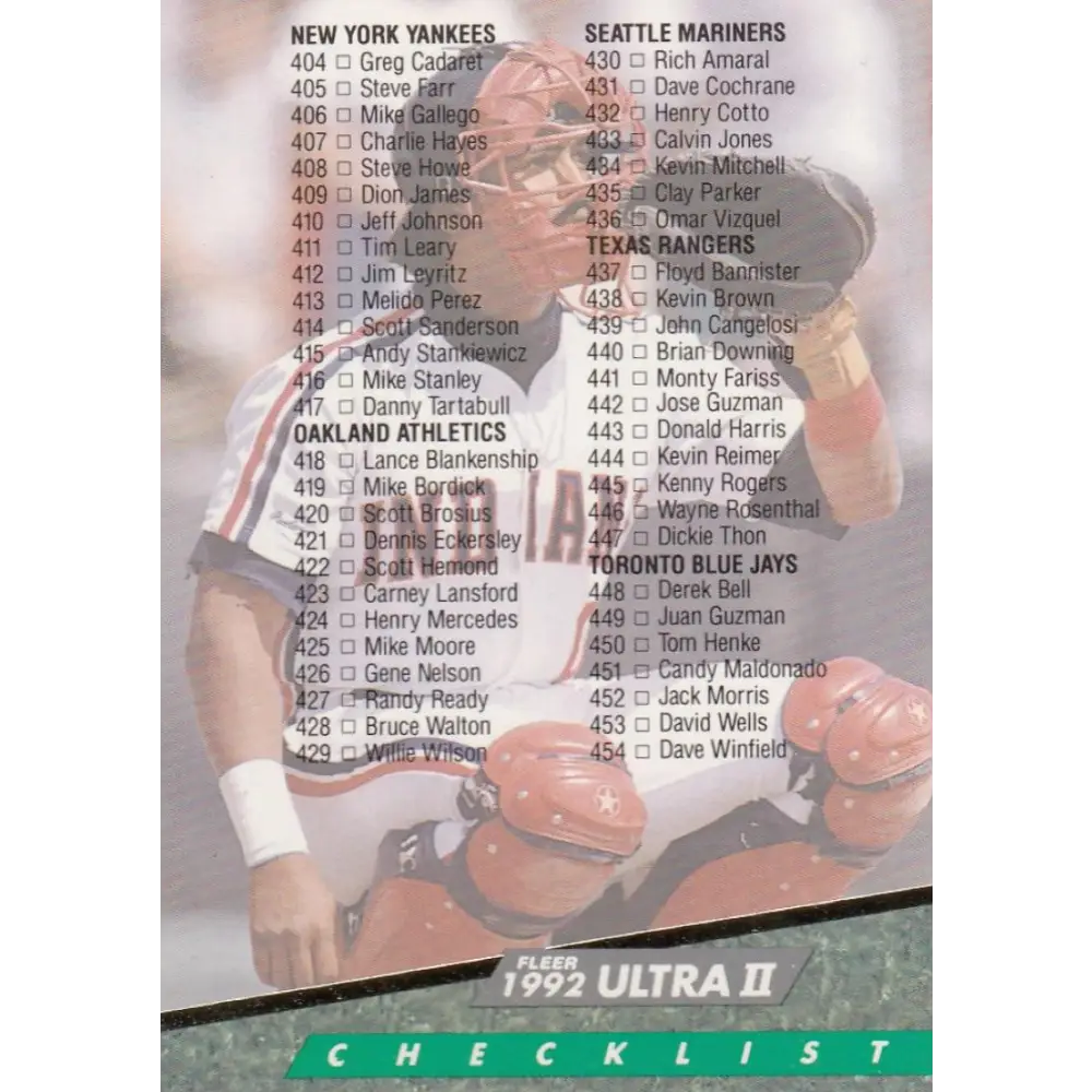 1992 Fleer Ultra #599 Junior Ortiz Checklist 401-500 NM-MT Cleveland Indians Baseball Card Image 1