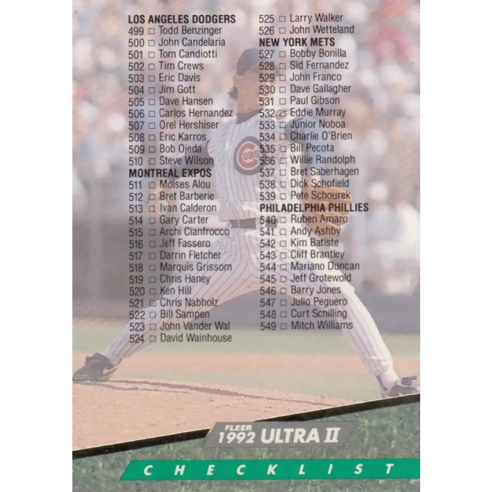1992 Fleer Ultra #600 Mike Morgan Checklist 501-600 NM-MT Chicago Cubs Baseball Card Image 1