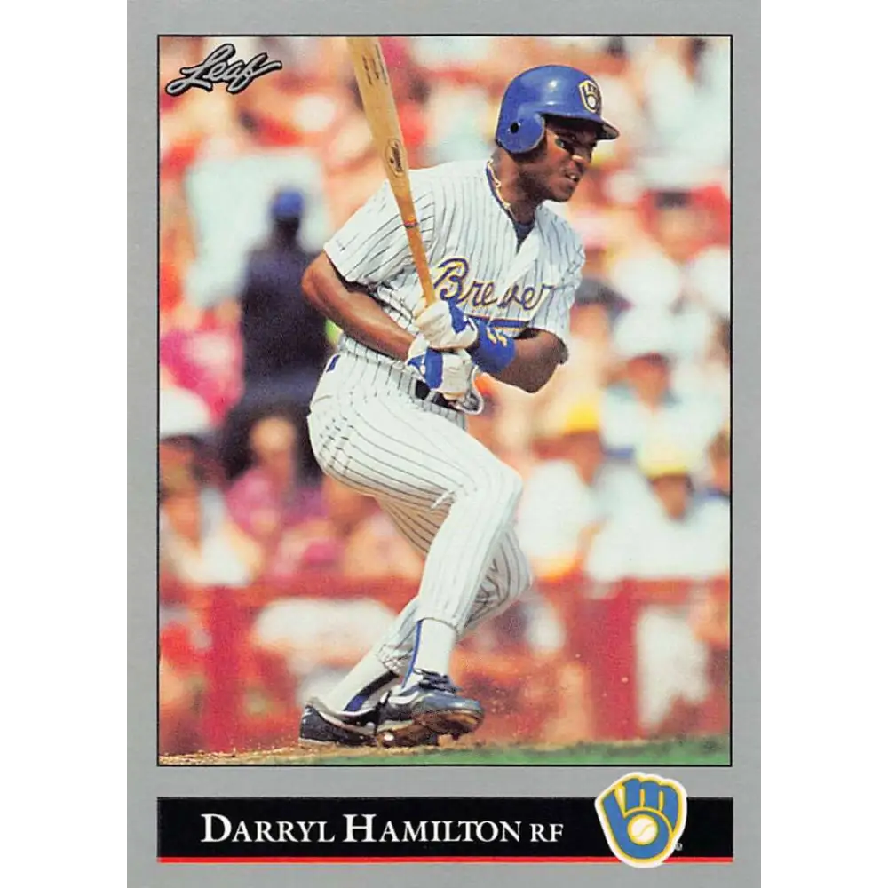 1992 Leaf #12 Darryl Hamilton NM-MT Milwaukee Brewers Baseball Card Image 1