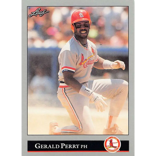 1992 Leaf #122 Gerald Perry NM-MT St. Louis Cardinals Baseball Card Image 1