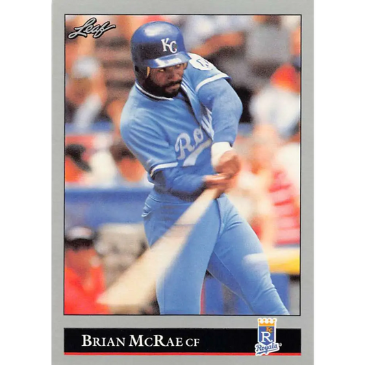 1992 Leaf #123 Brian McRae NM-MT Kansas City Royals Baseball Card Image 1