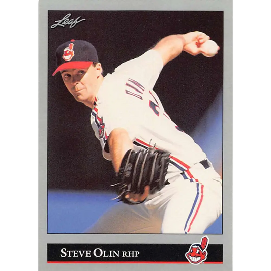 1992 Leaf #141 Steve Olin NM-MT Cleveland Indians Baseball Card Image 1