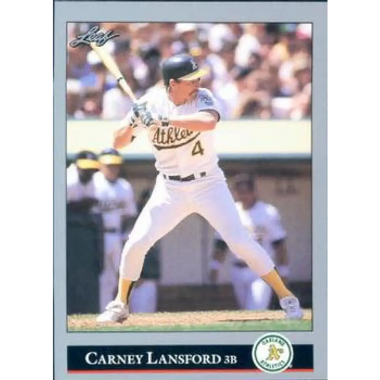 1992 Leaf #148 Carney Lansford NM-MT Oakland Athletics Baseball Card Image 1