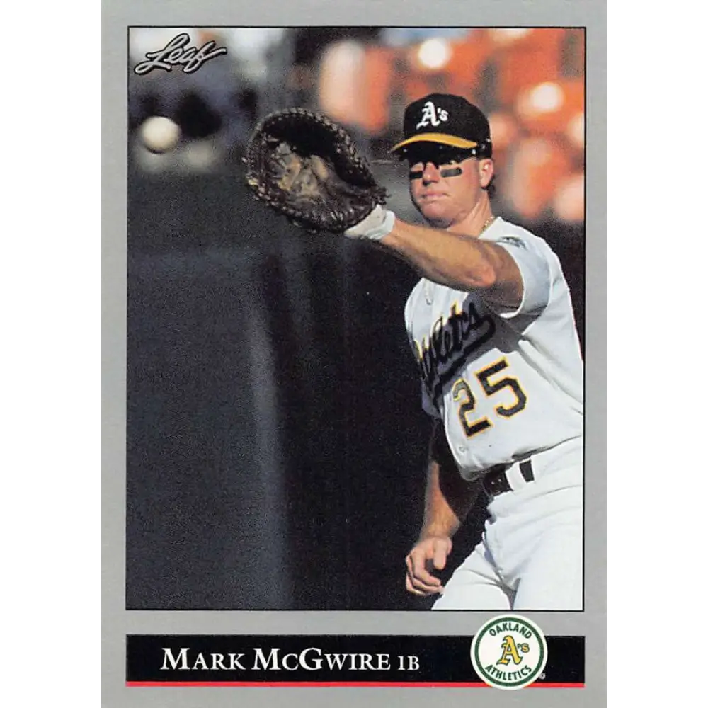 1992 Leaf #16 Mark McGwire NM-MT Oakland Athletics Baseball Card Image 1