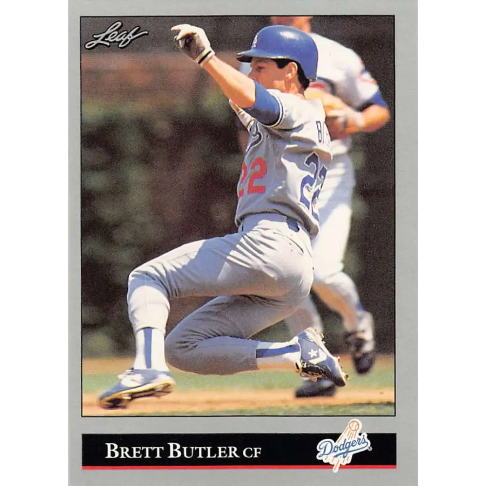1992 Leaf #186 Brett Butler NM-MT Los Angeles Dodgers Baseball Card Image 1