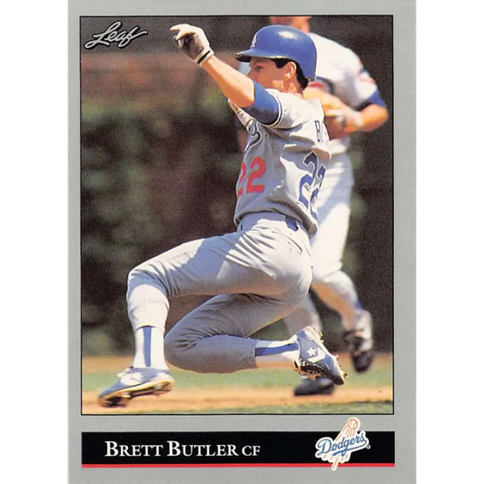1992 Leaf #186 Brett Butler NM-MT Los Angeles Dodgers Baseball Card Image 1