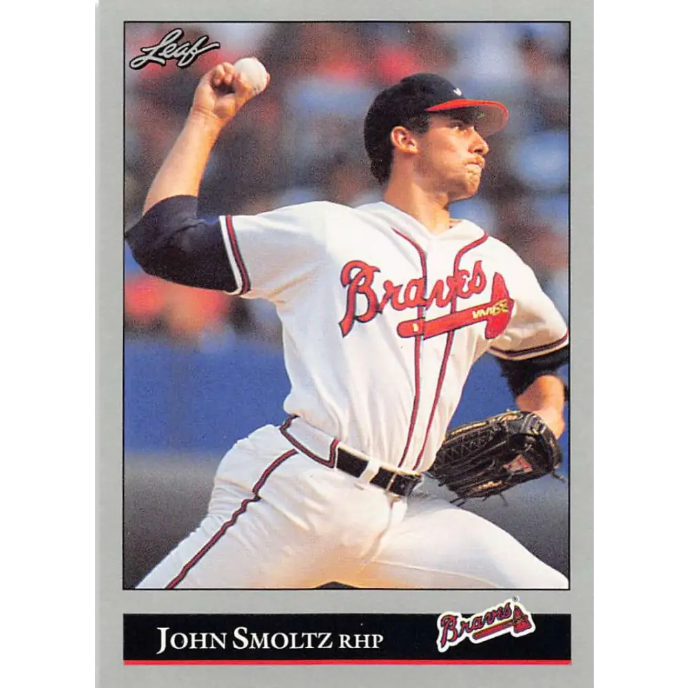 1992 Leaf #191 John Smoltz NM-MT Atlanta Braves Baseball Card Image 1