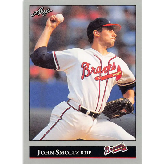 1992 Leaf #191 John Smoltz NM-MT Atlanta Braves Baseball Card Image 1