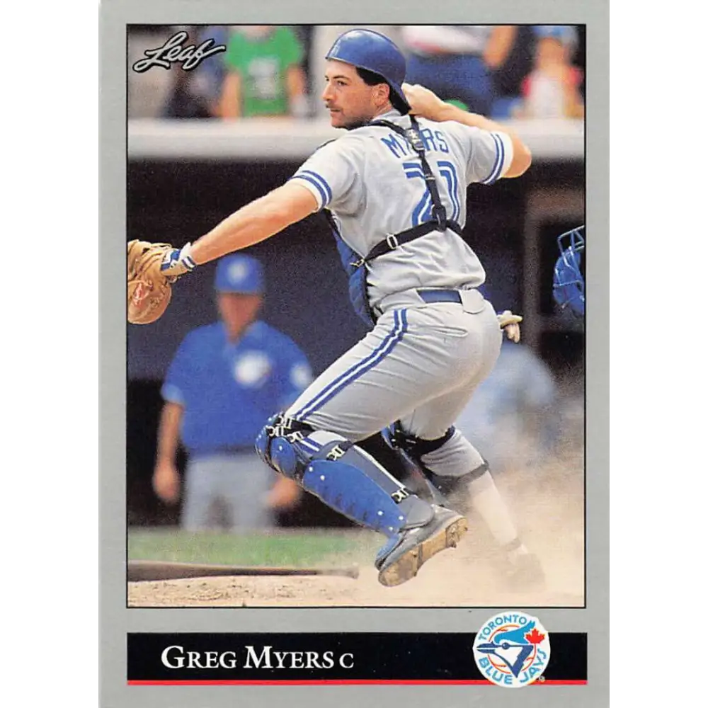 1992 Leaf #192 Greg Myers NM-MT Toronto Blue Jays Baseball Card Image 1