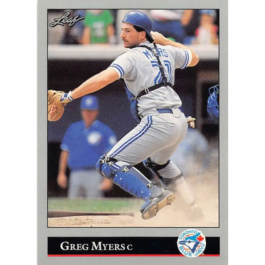 1992 Leaf #192 Greg Myers NM-MT Toronto Blue Jays Baseball Card Image 1