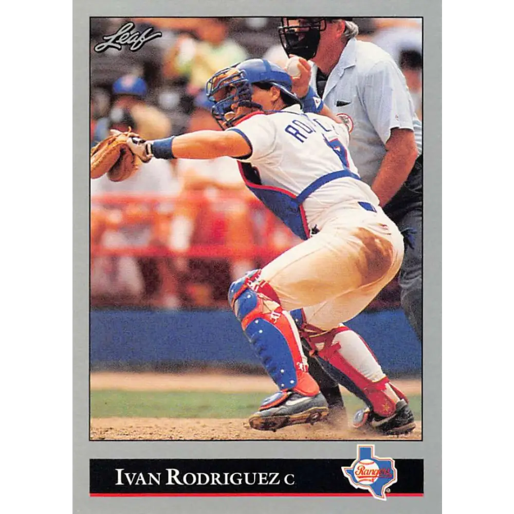 1992 Leaf #194 Ivan Rodriguez NM-MT Texas Rangers Baseball Card Image 1