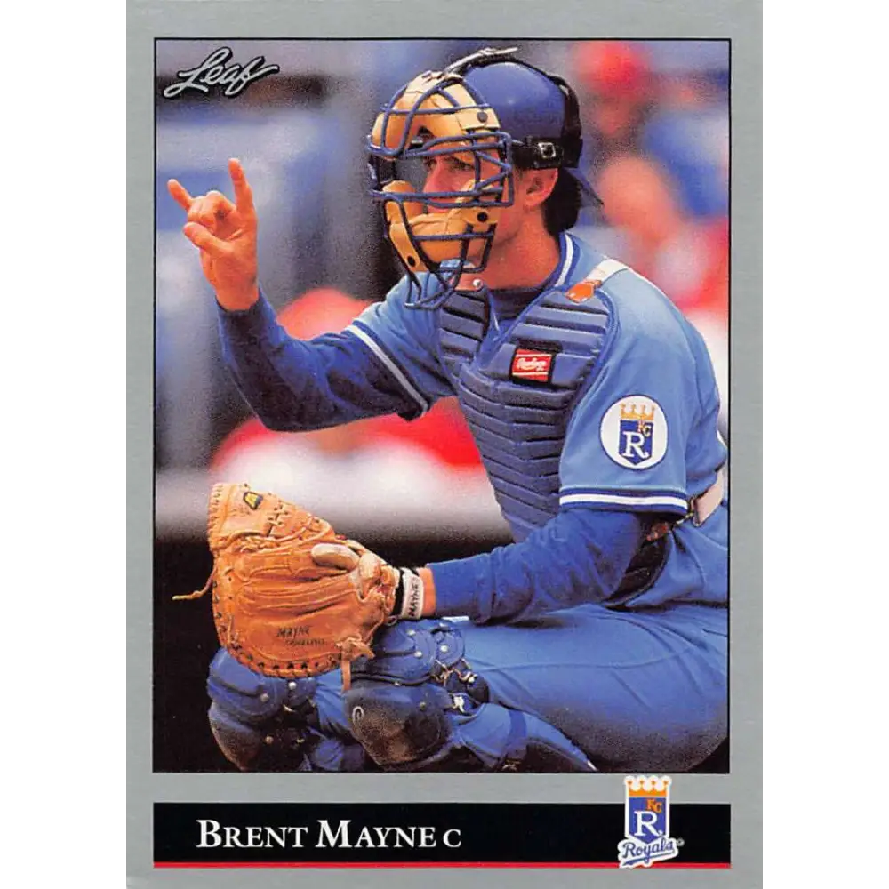 1992 Leaf #200 Brent Mayne NM-MT Kansas City Royals Baseball Card Image 1