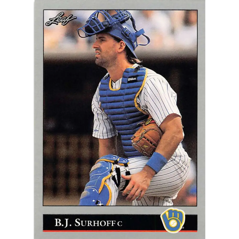 1992 Leaf #212 B.J. Surhoff NM-MT Milwaukee Brewers Baseball Card Image 1