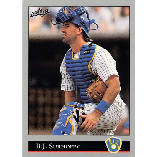 1992 Leaf #212 B.J. Surhoff NM-MT Milwaukee Brewers Baseball Card Image 1