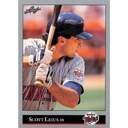 1992 Leaf #214 Scott Leius NM-MT Minnesota Twins Baseball Card Image 1