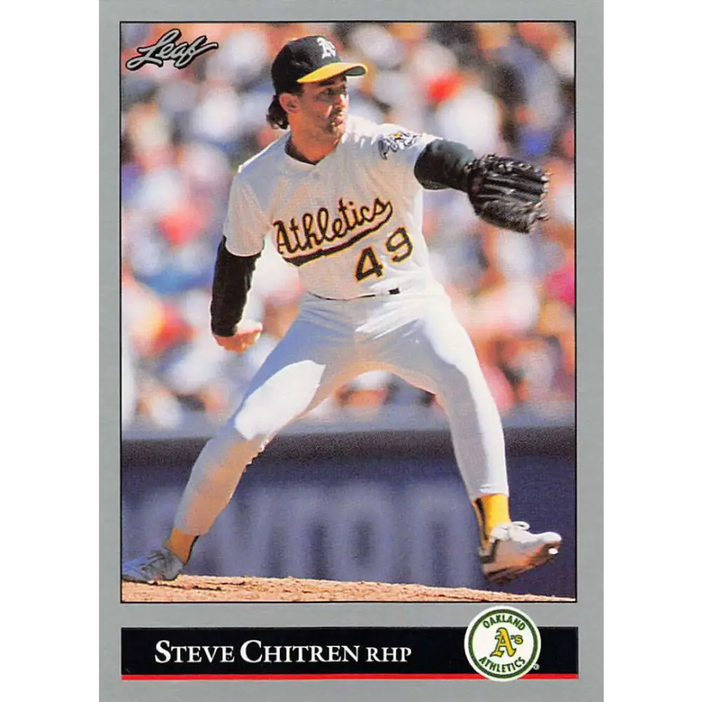 1992 Leaf #32 Steve Chitren NM-MT Oakland Athletics Baseball Card Image 1