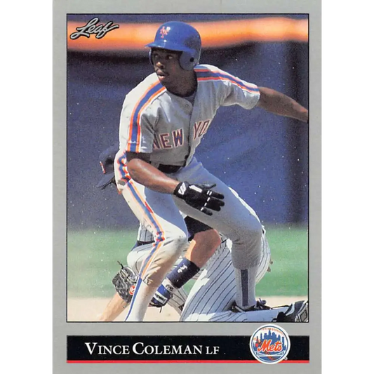 1992 Leaf #42 Vince Coleman NM-MT New York Mets Baseball Card Image 1
