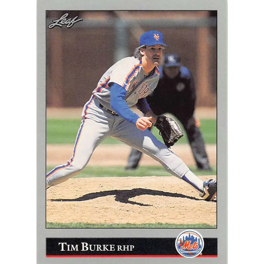 1992 Leaf #44 Tim Burke NM-MT New York Mets Baseball Card Image 1
