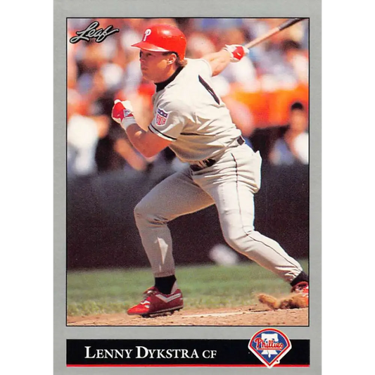 1992 Leaf #504 Lenny Dykstra NM-MT Philadelphia Phillies Baseball Card Image 1