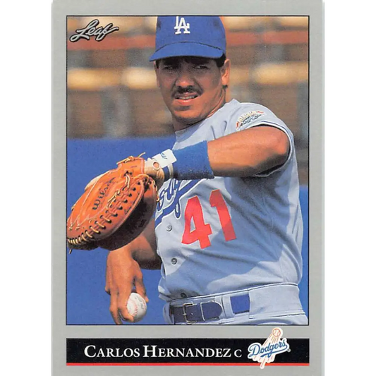 1992 Leaf #54 Carlos Hernandez NM-MT Los Angeles Dodgers Baseball Card Image 1