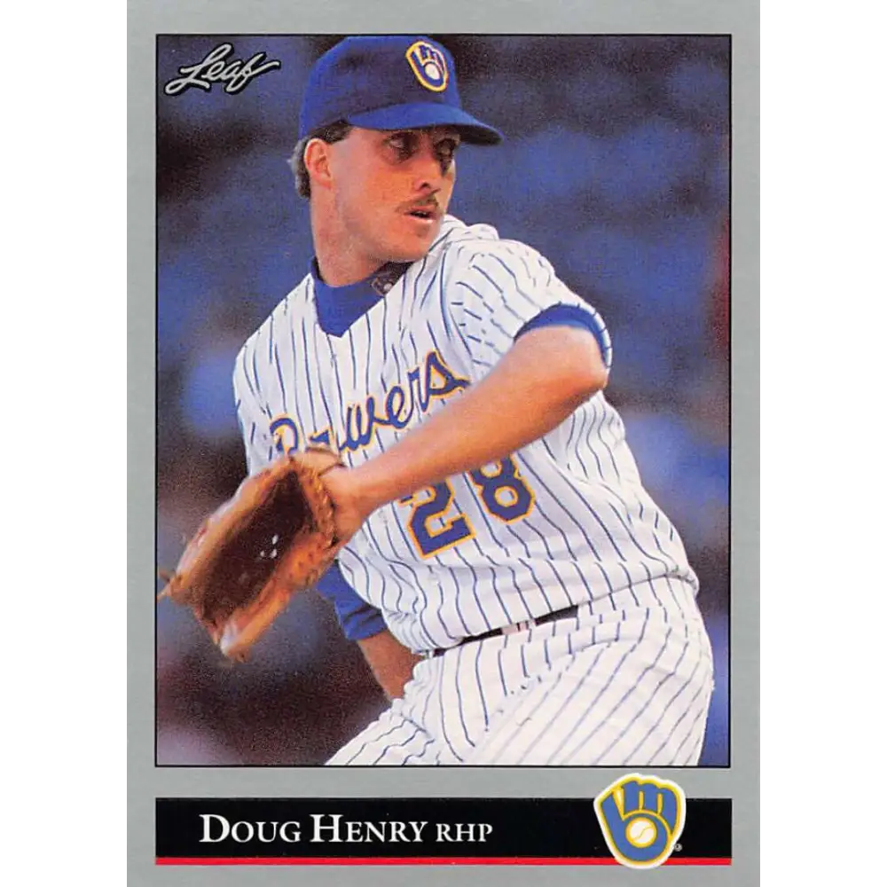 1992 Leaf #80 Doug Henry NM-MT RC Rookie Milwaukee Brewers Baseball Card Image 1