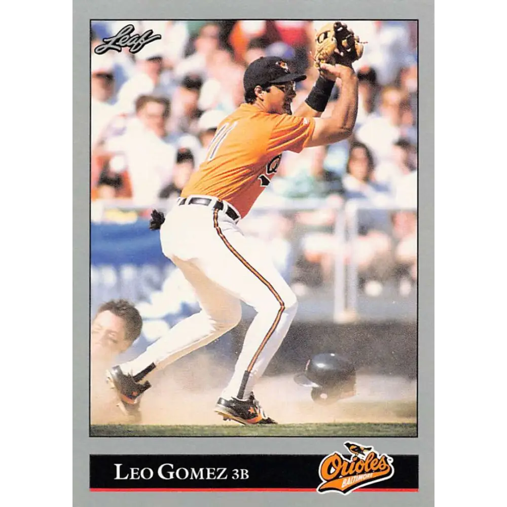 1992 Leaf #87 Leo Gomez NM-MT Baltimore Orioles Baseball Card Image 1