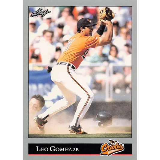 1992 Leaf #87 Leo Gomez NM-MT Baltimore Orioles Baseball Card Image 1