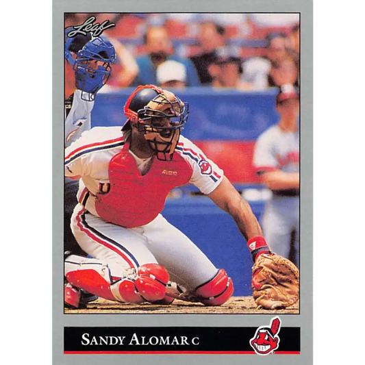 1992 Leaf #9 Sandy Alomar Jr. NM-MT Cleveland Indians Baseball Card Image 1