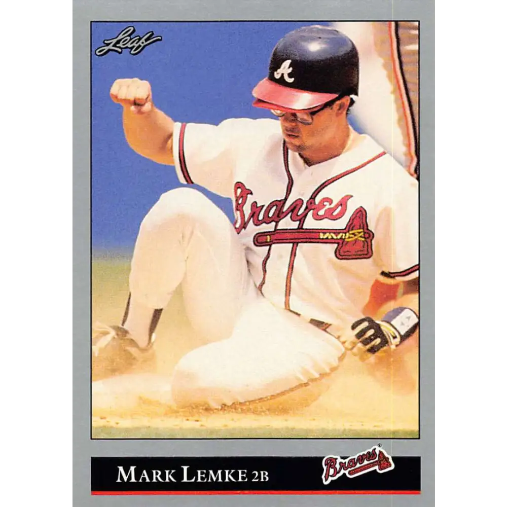 1992 Leaf #94 Mark Lemke NM-MT Atlanta Braves Baseball Card Image 1