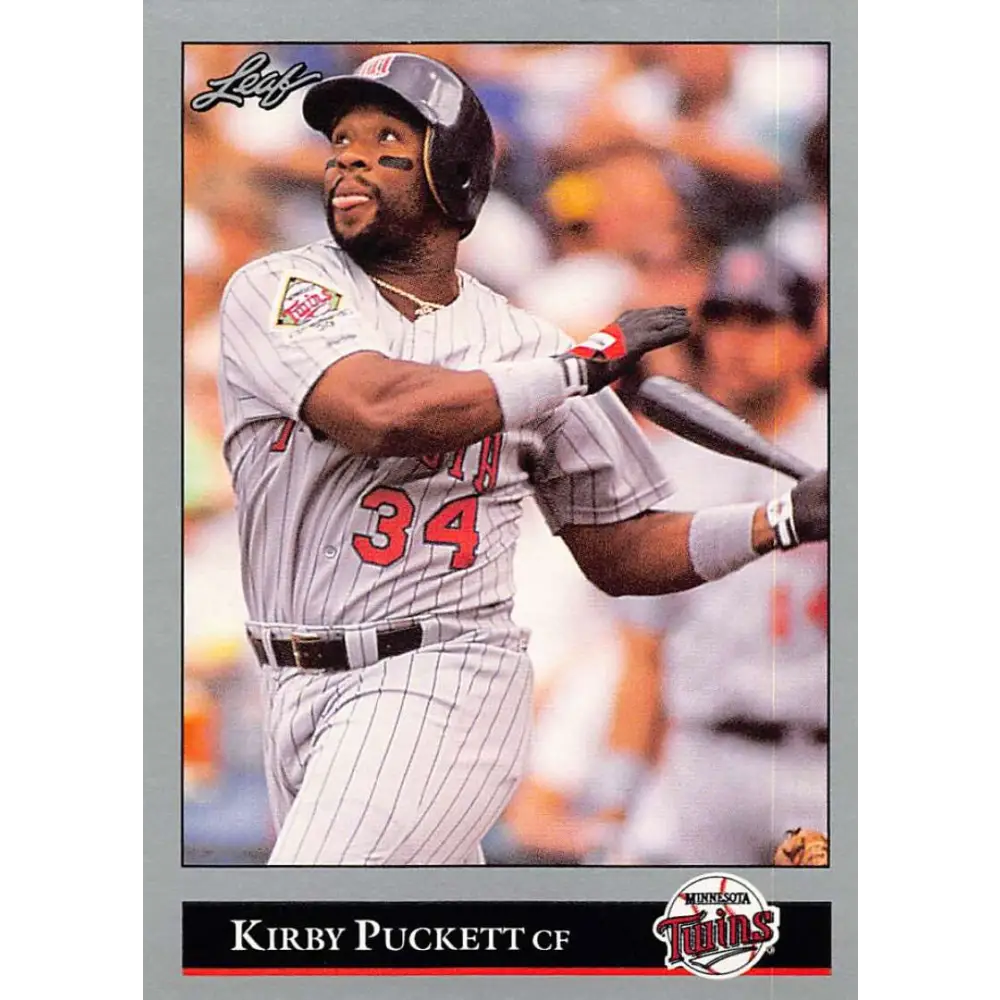 1992 Leaf #98 Kirby Puckett NM-MT Minnesota Twins Baseball Card Image 1