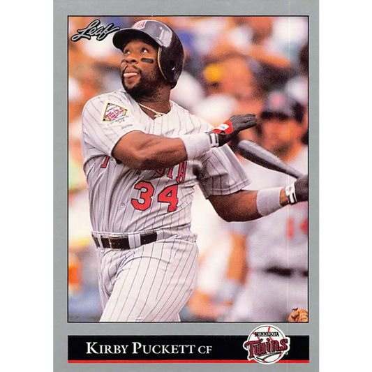 1992 Leaf #98 Kirby Puckett NM-MT Minnesota Twins Baseball Card Image 1