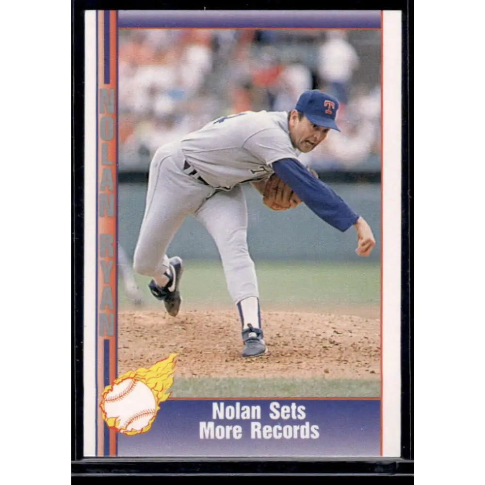 1992 Pacific Ryan Texas Express II #186 Sets More Records Texas Rangers NM-MT Baseball Card Image 1