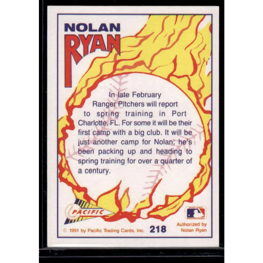 1992 Pacific Ryan Texas Express II #218 Spring Training 1992 Texas Rangers NM-MT Baseball Card Image 2