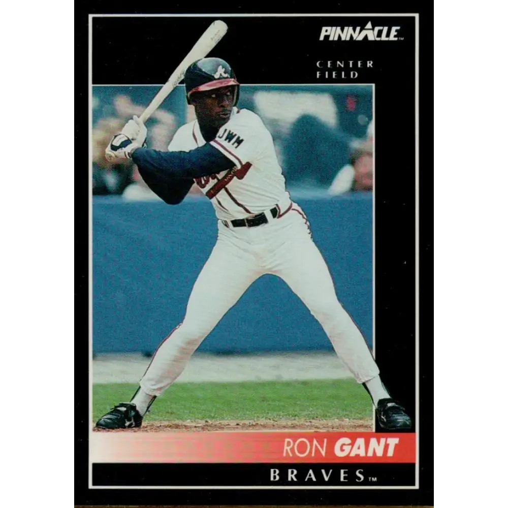 1992 Pinnacle #128 Ron Gant EX Atlanta Braves Baseball Card Image 1